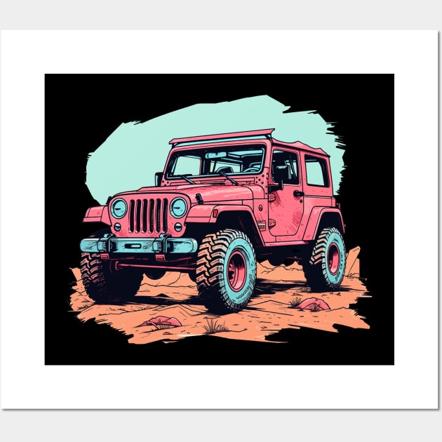 Pink Jeep Girls Wall Art by vesyal